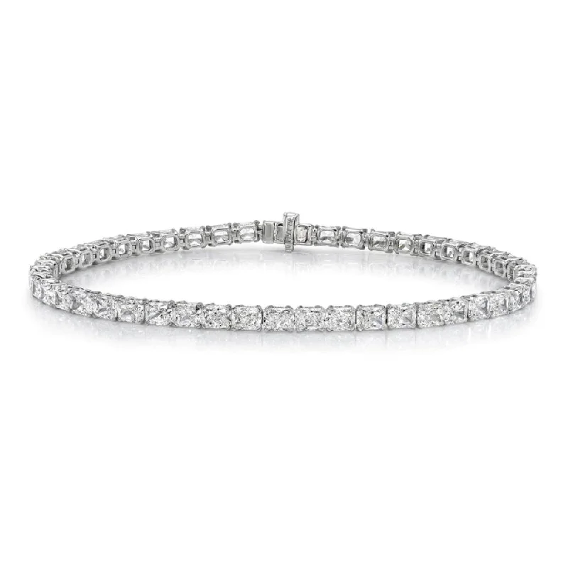 Full sapphire bracelet-Radiant Cut Diamond Tennis Bracelet (9.75 ct.) 4-Prongs Setting in 18K Gold