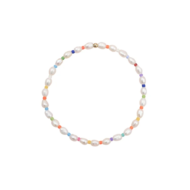 Crafted gold bracelet-Rainbow Pearl Beaded Bracelet