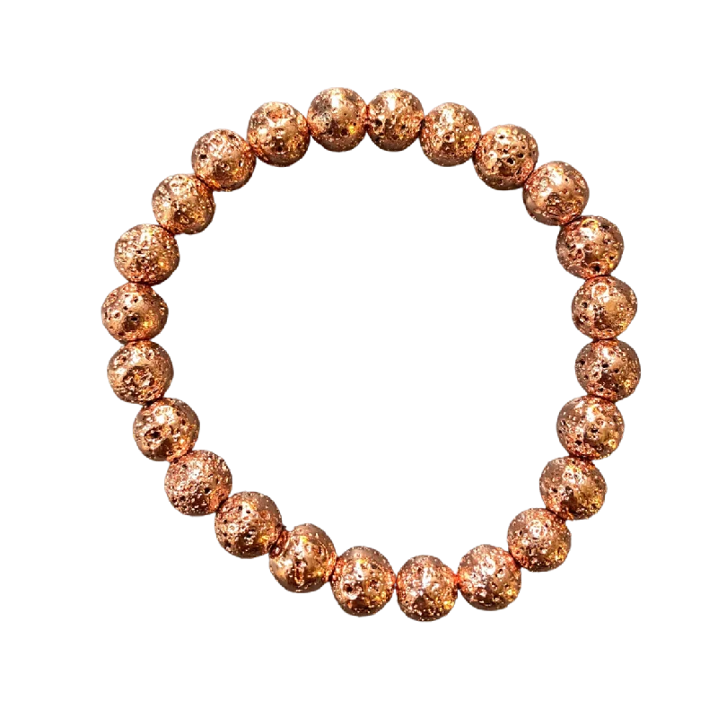 Matte titanium bracelet-Rose Gold Lava Stone 8mm Bracelet