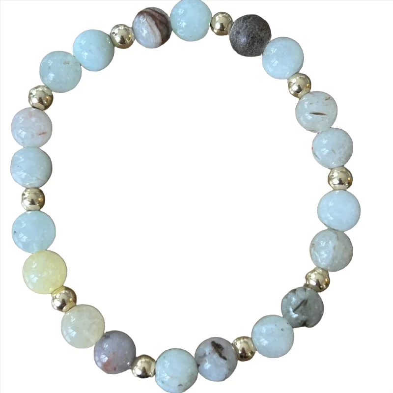 Matte titanium bracelet-Sabrina 14kt 6mm Gold Filled Opal Jade 8mm Bracelet