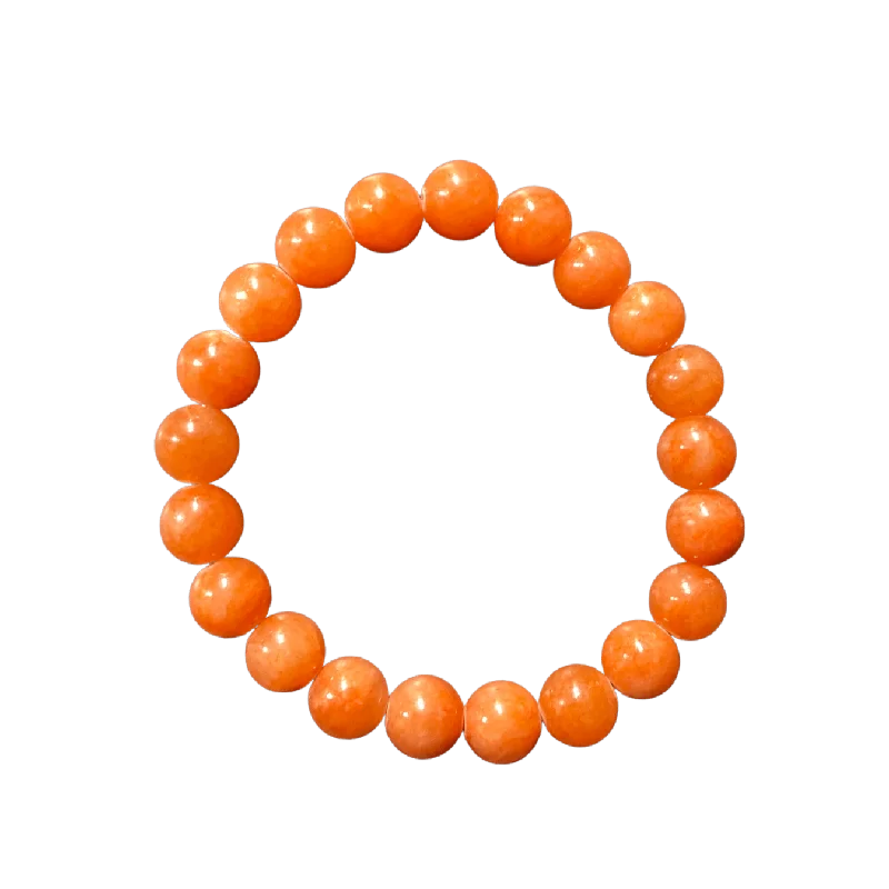 Sweeping ridge bracelet-Salmon Orange Mountain Jade 8mm Bracelet