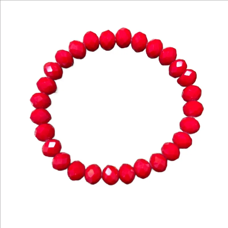 Rich apatite bracelet-Scarlet Poppy Faceted Rondelle 8mm Bracelet