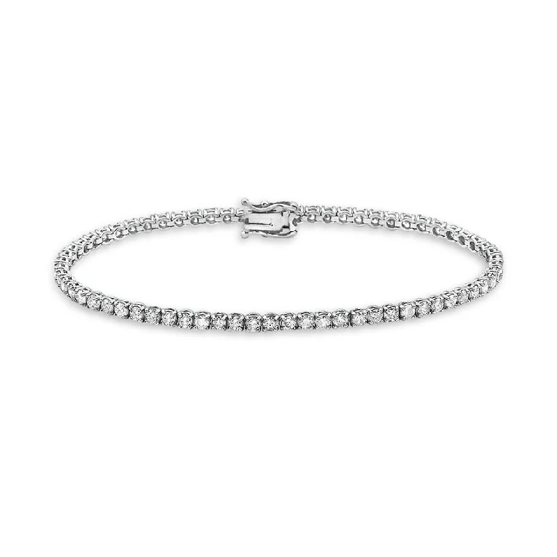 Satin gold bracelet-Showroom Collection Diamond Tennis Bracelet (2.00 ct.) 1.8 mm 4-Prongs Setting in 14K Gold