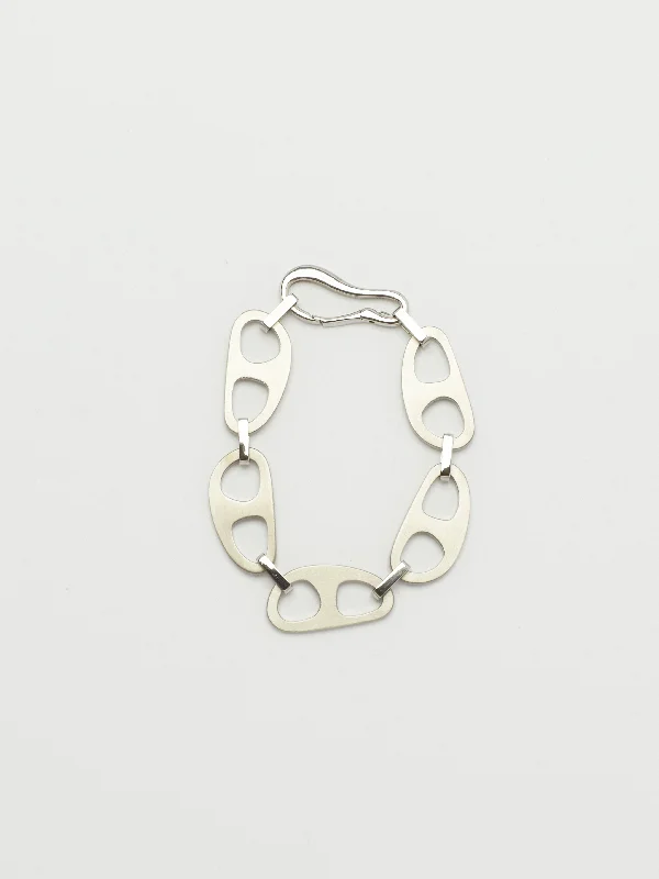 Heavy pave bracelet-Silver Brushed Tab Bracelet