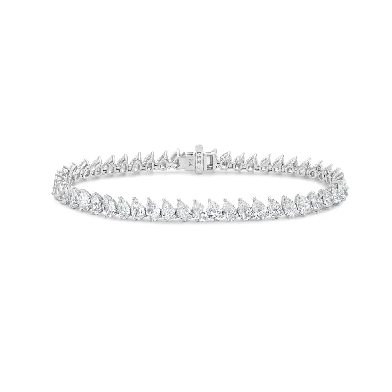 Fine-cut bracelet-Slanted Pear Shape Diamond Tennis Bracelet (9.50 ct.) in 18K Gold