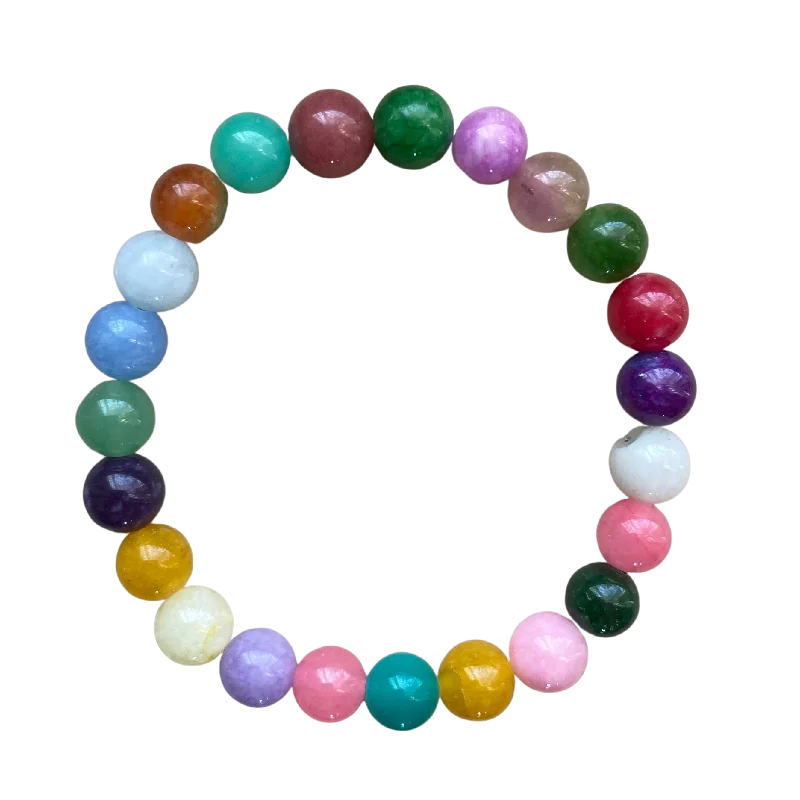 Edge-bezel bracelet-Spring Multicolor Jade 8mm Bracelet