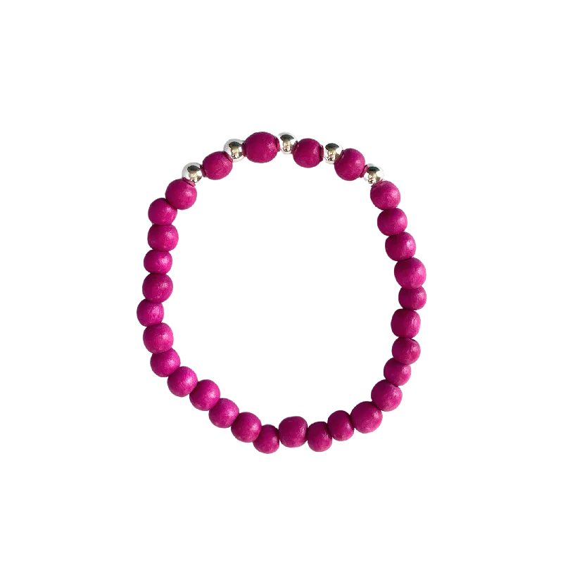 Surge design bracelet-Kenley Sterling Silver Pink Twilight Wood 6mm Bracelet