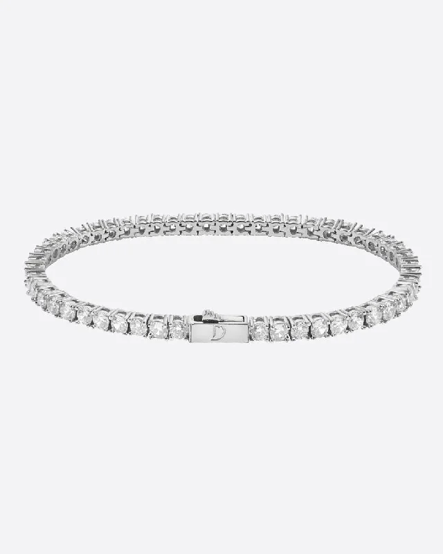 Thirteen-gem bracelet-TENNISBOY BRACELET. - 4MM WHITE GOLD