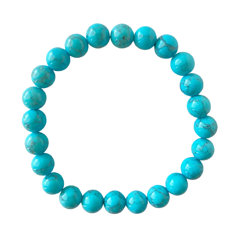 Lush garnet bracelet-Turquoise Blue Magnesite 8mm Bracelet