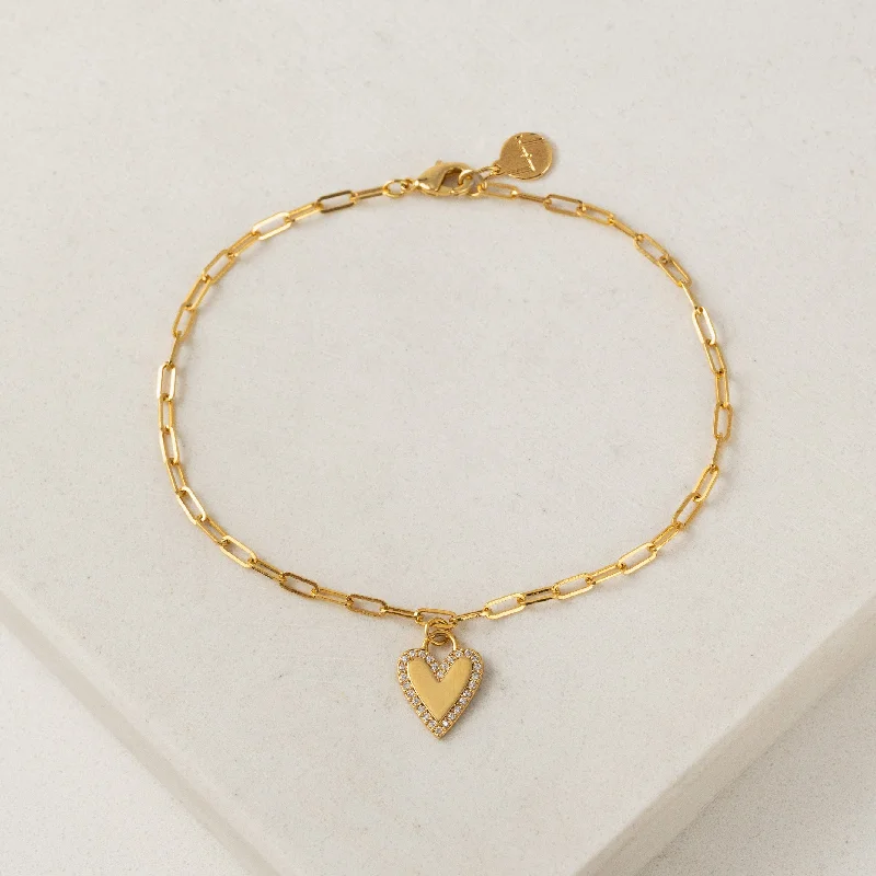 Elevated gem bracelet-Verona Pave Heart Bracelet