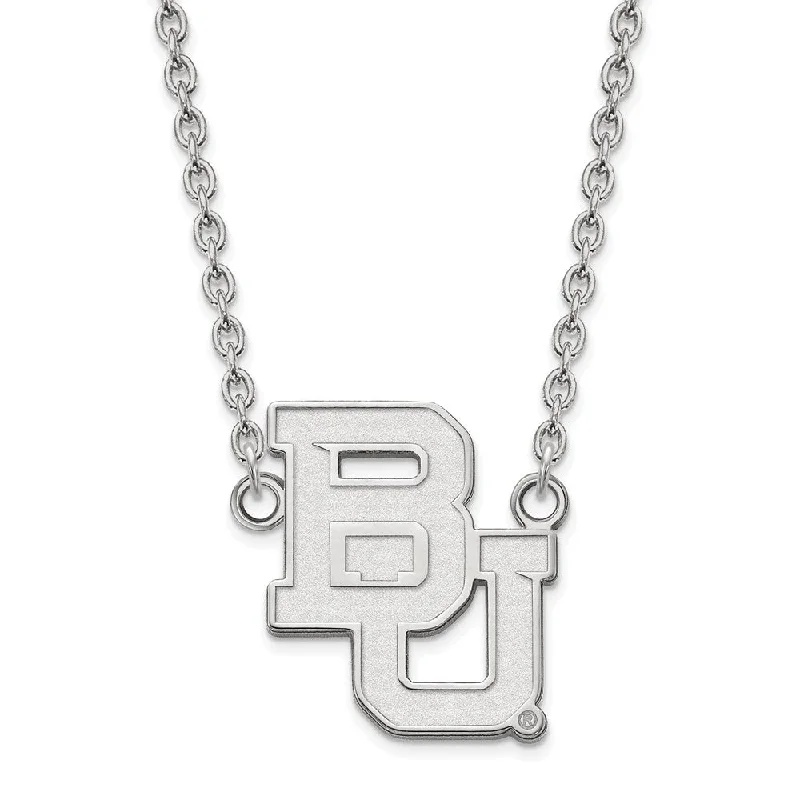 Classic emerald necklace-10k White Gold Baylor U Large 'BU' Pendant Necklace