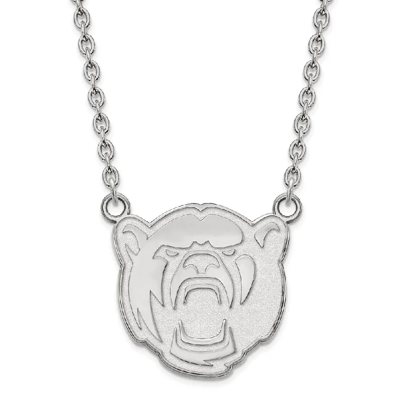 Edge-bezel necklace-10k White Gold Baylor U Large Pendant Necklace