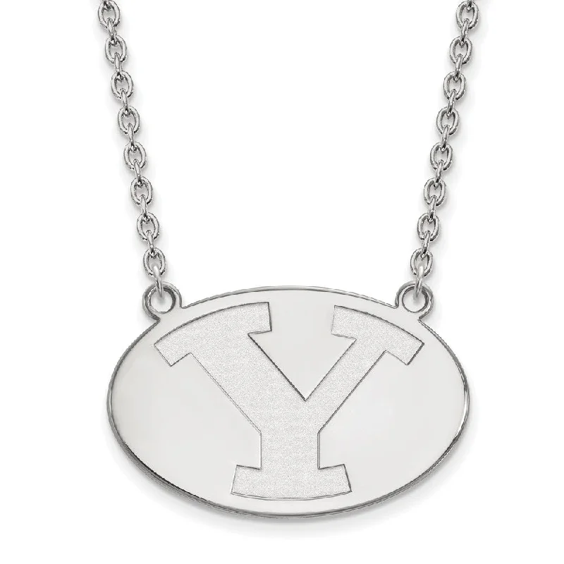 Hooked necklace-10k White Gold Brigham Young U Large Initial Y Pendant Necklace