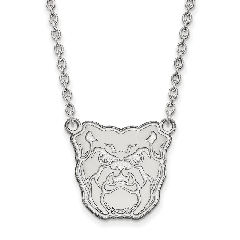 10k White Gold Butler U Large Pendant Necklace