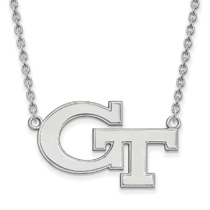 Vivid topaz necklace-10k White Gold Georgia Technology Lg Logo Pendant Necklace