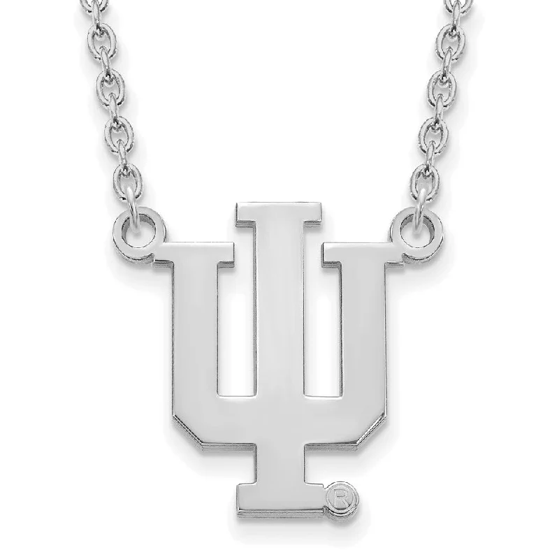 Retro topaz necklace-10k White Gold Indiana U Large 'IU' Pendant Necklace