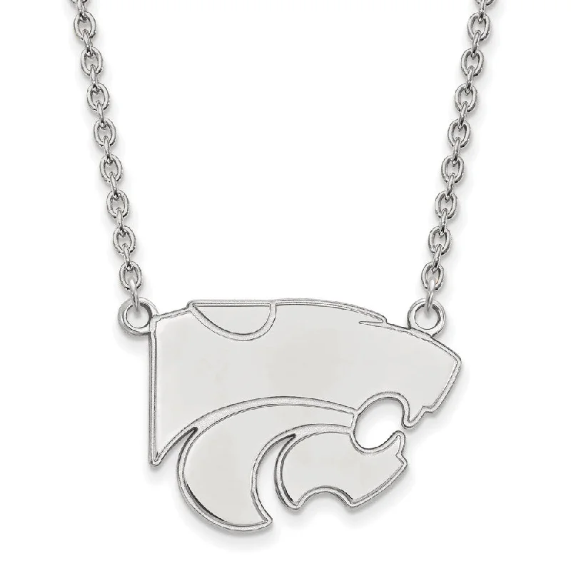 Set stone necklace-10k White Gold Kansas State Large Wildcat Pendant Necklace