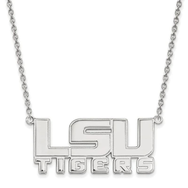 Twinkling crystal necklace-10k White Gold Louisiana State Large 'LSU' Pendant Necklace