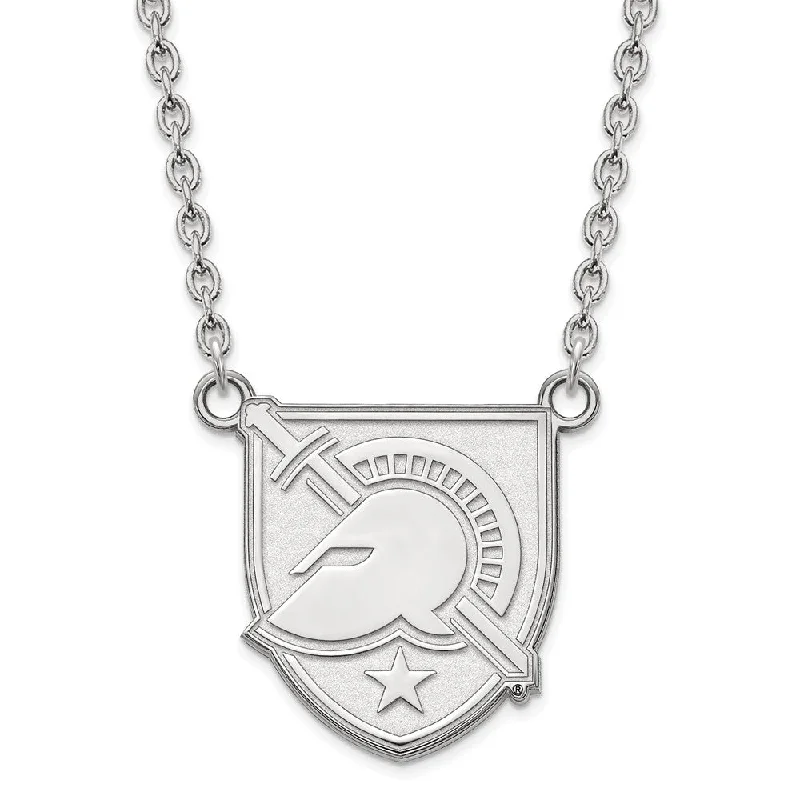 Flowing design necklace-10k White Gold Military Academy Large Shield Necklace