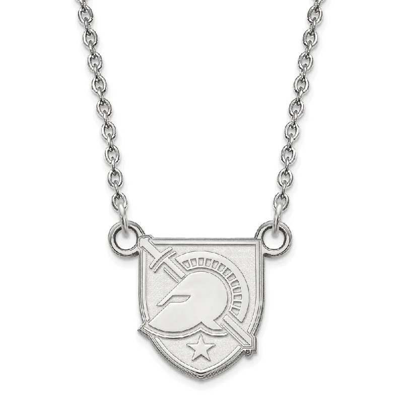 Pleated edge necklace-10k White Gold Military Academy Small Shield Necklace