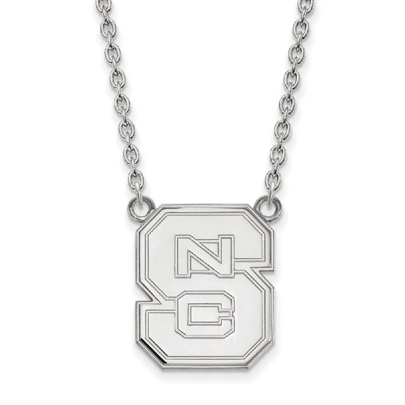 10k White Gold North Carolina Large 'NCS' Pendant Necklace