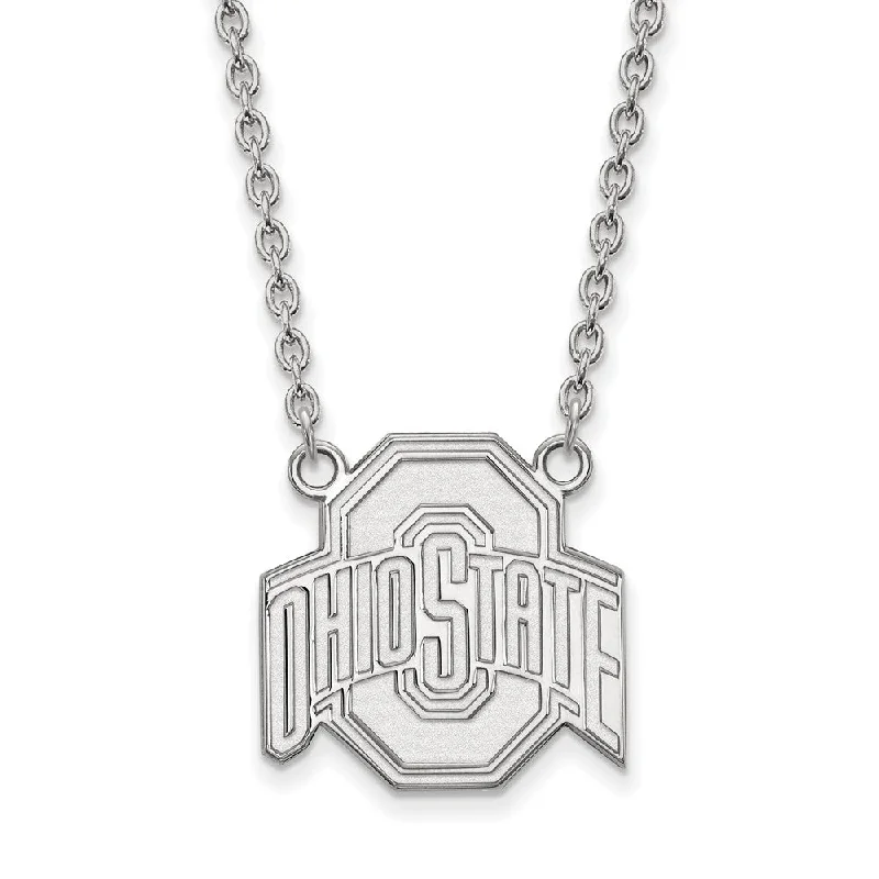 Icy topaz necklace-10k White Gold Ohio State Large Logo Pendant Necklace