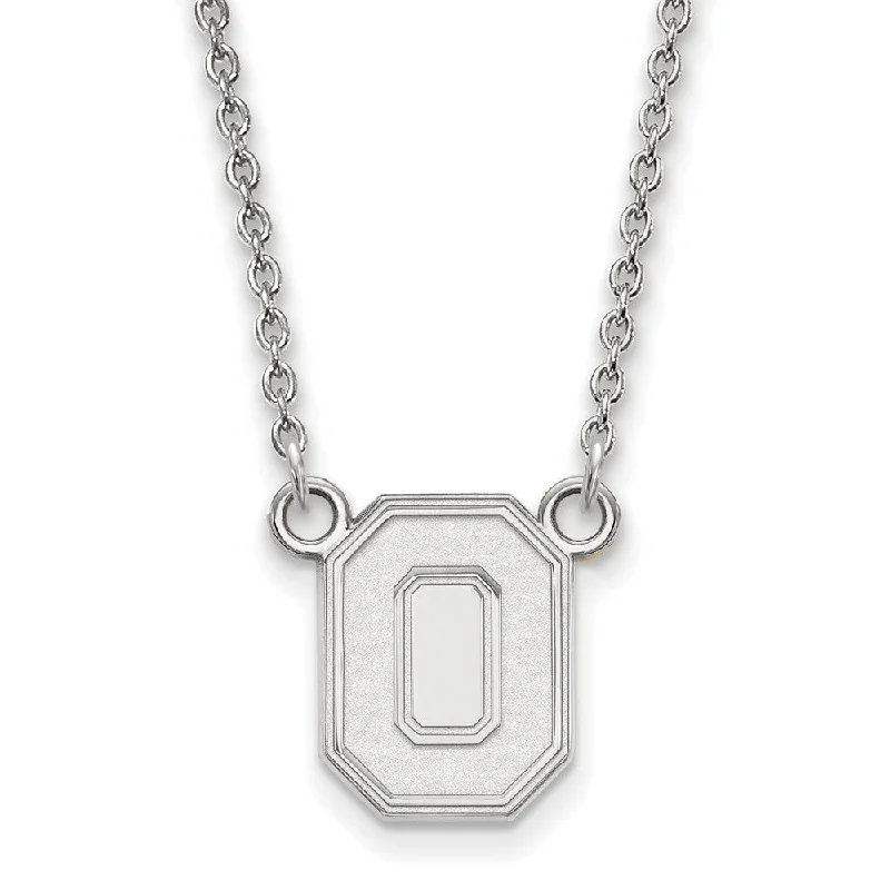 10k White Gold Ohio State Small Pendant Necklace