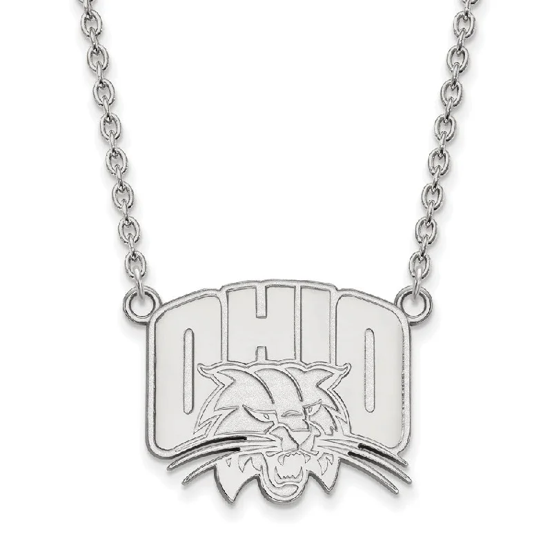 Satin shale necklace-10k White Gold Ohio U Large Pendant Necklace