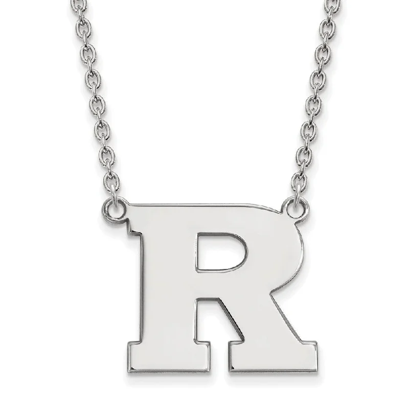 10k White Gold Rutgers Large Pendant Necklace