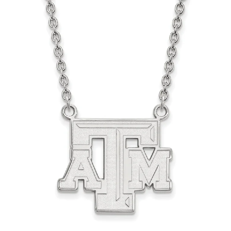 10k White Gold Texas A and M Pendant Necklace