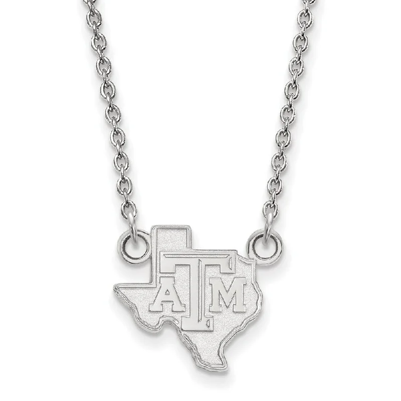 Thirteen-gem necklace-10k White Gold Texas A&M U Small 'TAM' State Pendant Necklace