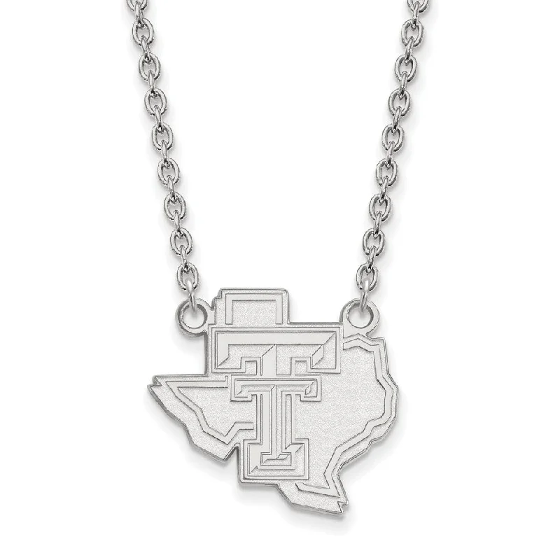 10k White Gold Texas Tech U Large Pendant Necklace