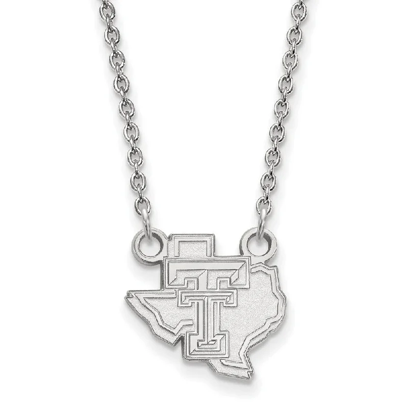 10k White Gold Texas Tech U Small Pendant Necklace