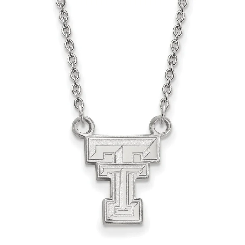 10k White Gold Texas Tech U Small 'TT' Pendant Necklace