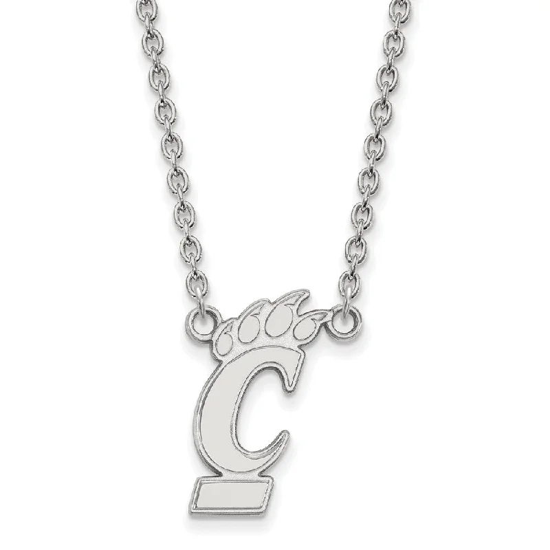 10k White Gold U of Cincinnati Large Pendant Necklace