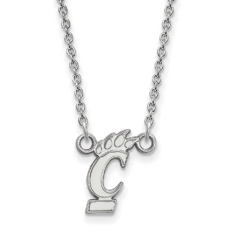 10k White Gold U of Cincinnati Small Pendant Necklace