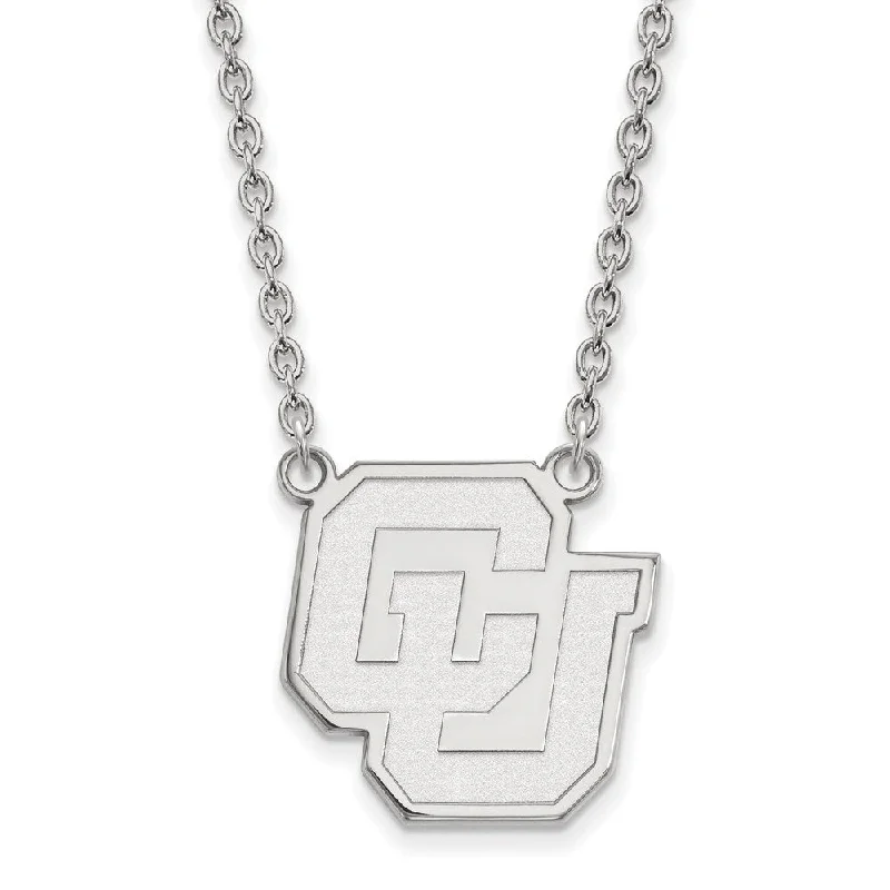 Satin shale necklace-10k White Gold U of Colorado Large Pendant Necklace