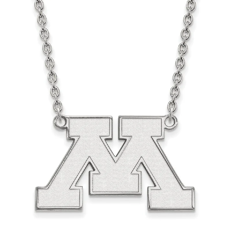 Lush garnet necklace-10k White Gold U of Minnesota Large Initial M Pendant Necklace