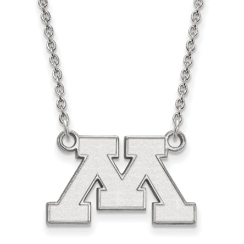 10k White Gold U of Minnesota Small Initial M Pendant Necklace