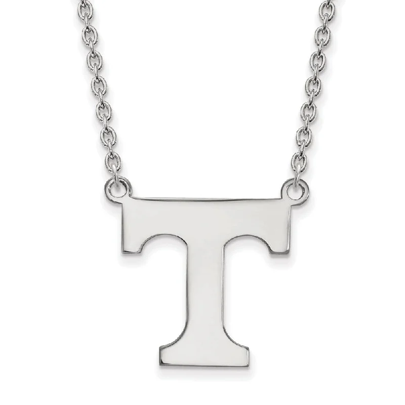 Aged rim necklace-10k White Gold U of Tennessee Large Initial T Pendant Necklace