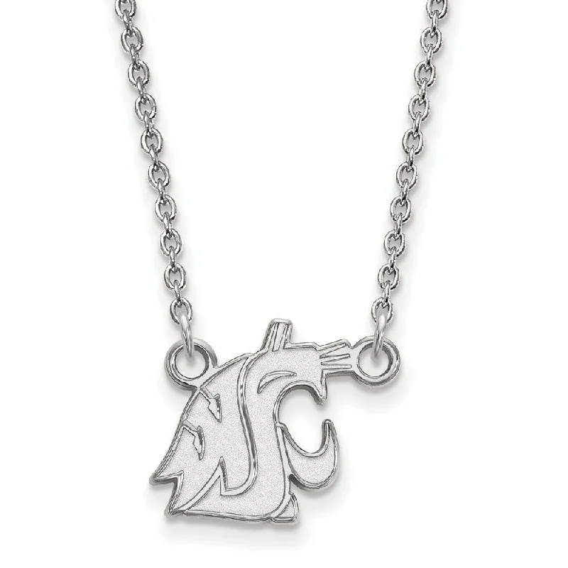 10k White Gold Washington State Small Pendant Necklace