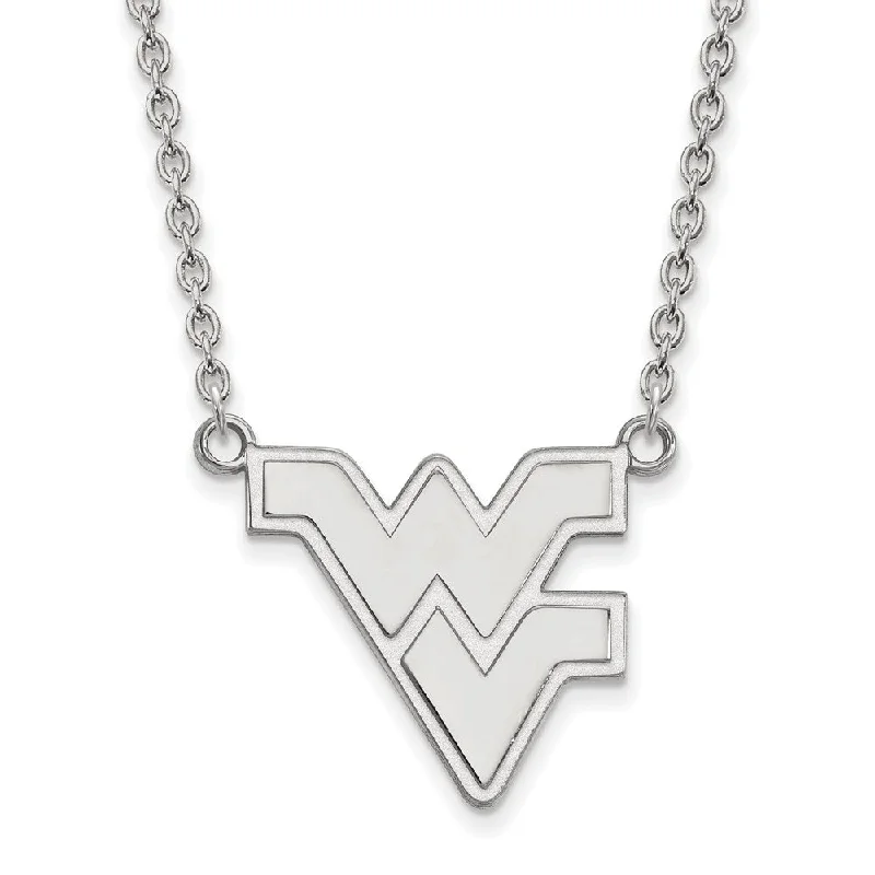 10k White Gold West Virginia U Large 'WV' Pendant Necklace