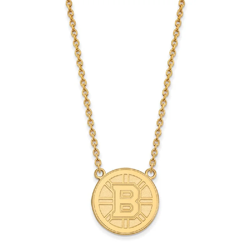 10k Yellow Gold NHL Boston Bruins Large Necklace, 18 Inch