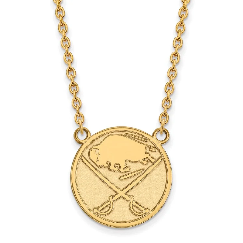 Channeled design necklace-10k Yellow Gold NHL Buffalo Sabres Large Necklace, 18 Inch