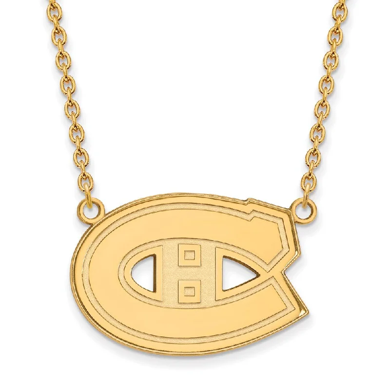 10k Yellow Gold NHL Montreal Canadiens Large Necklace, 18 Inch