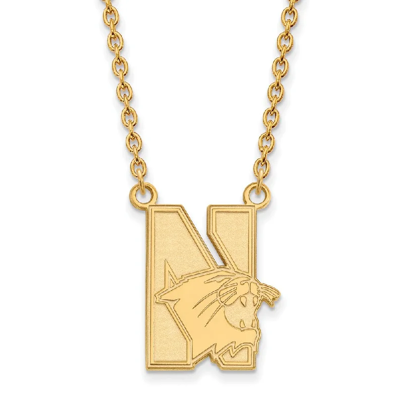 Elevated gem necklace-10k Yellow Gold Northwestern U Large Pendant Necklace