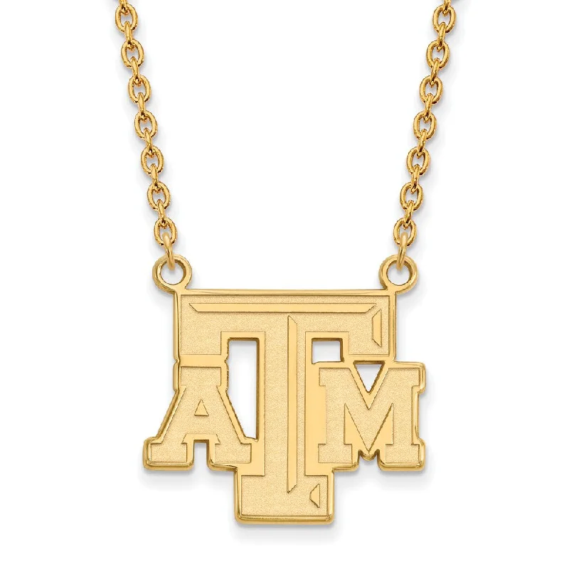 Glowing ruby necklace-10k Yellow Gold Texas A&M U Large 'TAM' Pendant Necklace