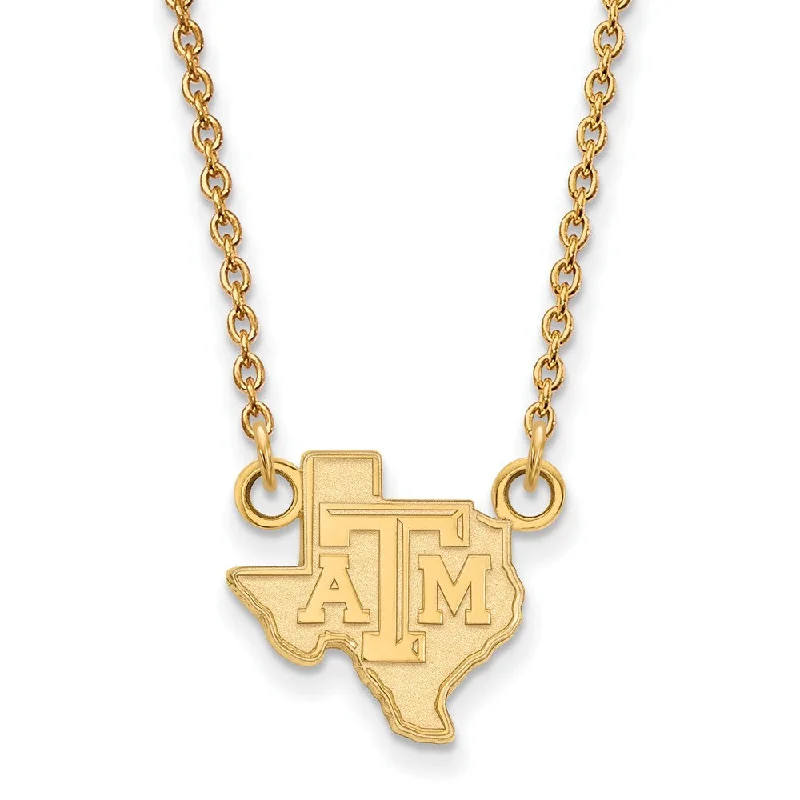 Pleated edge necklace-10k Yellow Gold Texas A&M U Small Texas Pendant Necklace