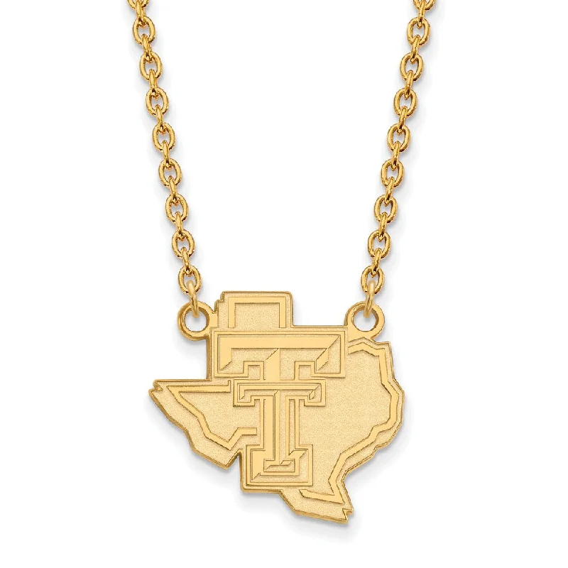 Crescent dusk necklace-10k Yellow Gold Texas Tech U Large Pendant Necklace