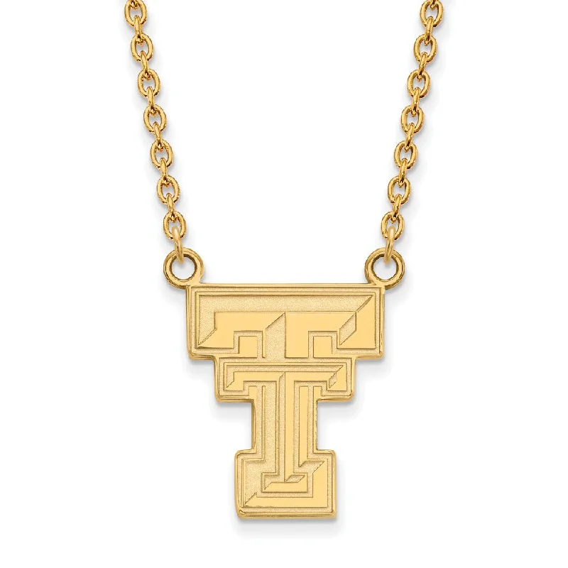 10k Yellow Gold Texas Tech U Large 'TT' Pendant Necklace